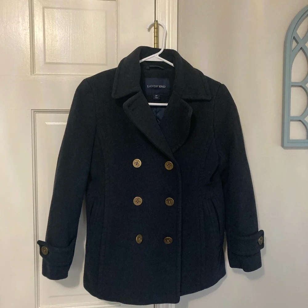 Lands' End Women's Black Peacoat - Picture 1 of 7